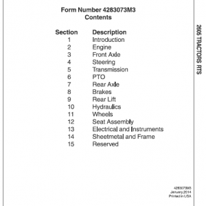 Massey Ferguson 2605, 2615 Tractor Service Manual