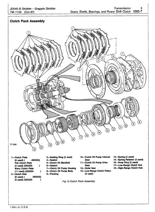 John Deere 540b Skidder Service Manual Tm-1139