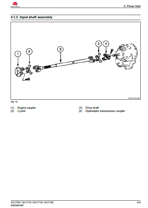 Massey Ferguson Gc1705, Gc1710, Gc1715, Gc1720 Tractors Service Workshop Manual