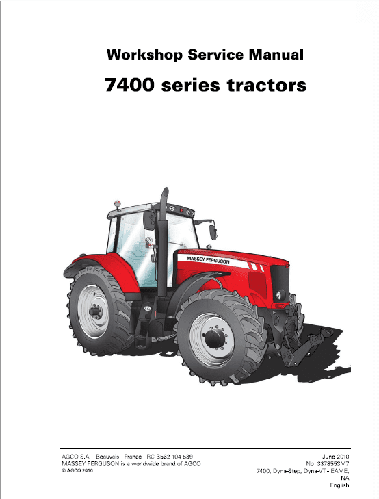 Massey Ferguson 7465, 7475, 7480 Tractor Service Manual