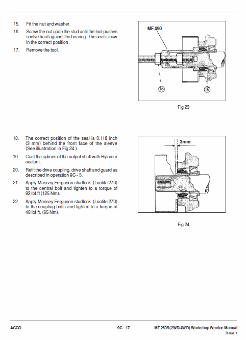 Massey Ferguson 2635 2wd/4wd Tractors Service Workshop Manual