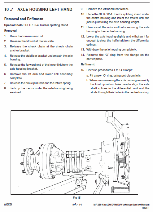 Massey Ferguson Mf 268 (2wd/4wd) Tractor Service Manual