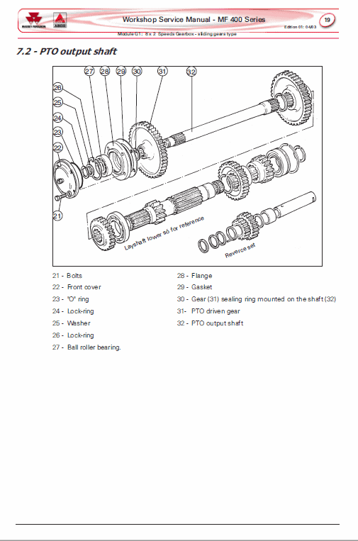 Massey Ferguson Mf 415, 425, 435, 440 Tractor Service Manual