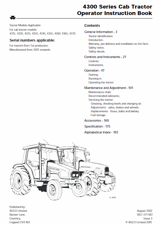 Massey Ferguson 4315, 4320, 4325, 4335 Tractor Service Manual