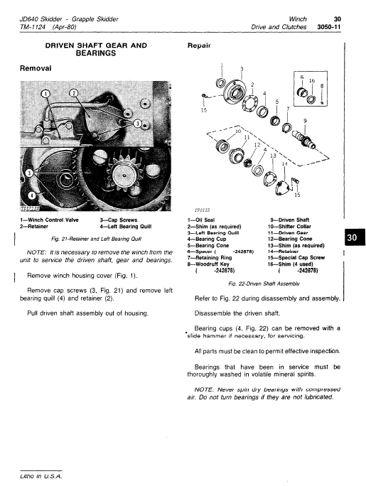 John Deere 640 Skidder Service Manual Tm-1124