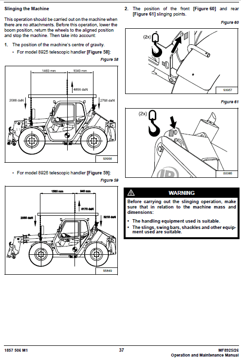 Massey Ferguson Mf 8925, 8926 Telescopic Handlers Service Manual