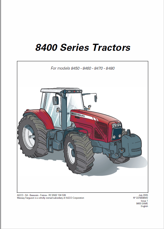 Massey Ferguson 8450, 8460, 8470, 8480 Tractor Service Manual