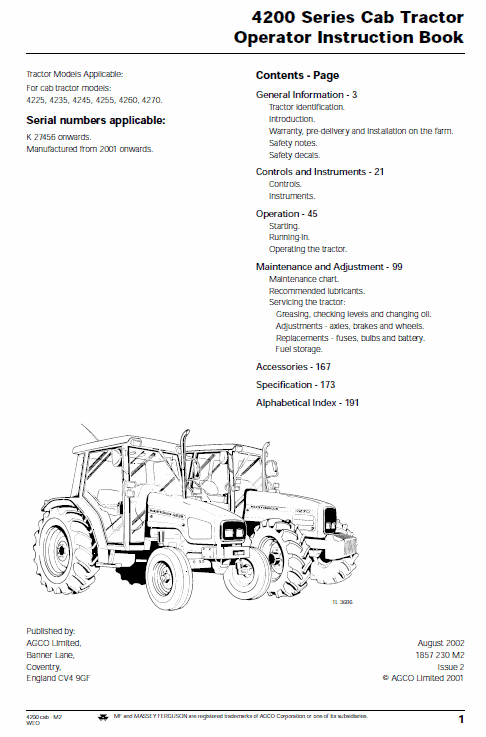 Massey Ferguson 4225, 4235, 4245 Tractor Service Manual