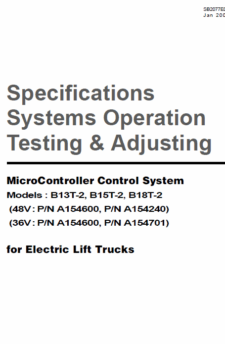 Doosan Daewoo B15t-5, B18t-5, B20t-5, B16x-5, B18x-5, B20x-5 Forklift Service Manual