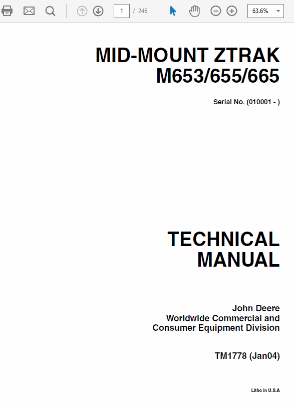 John Deere M653, M655, M665 Ztrak Service Manual