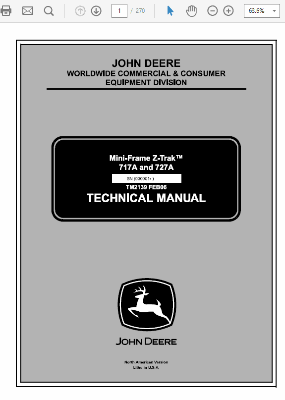 John Deere 717a, 727a Ztrak Technical Service Manual