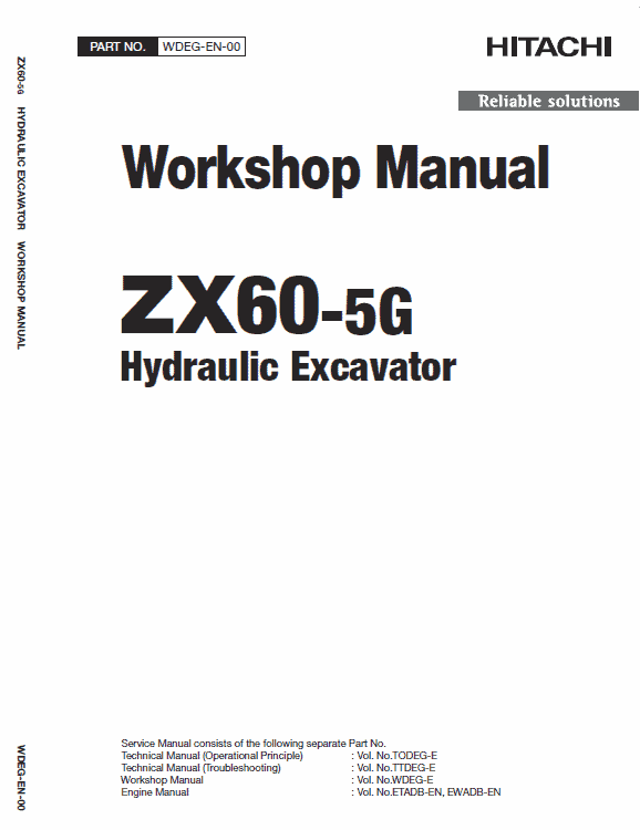 Hitachi Zx60-5g Excavator Service Manual