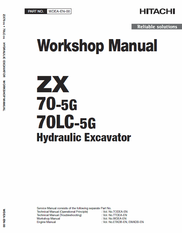 Hitachi ZX70-5G, ZX70LC-5G Excavator Service Repair Manual