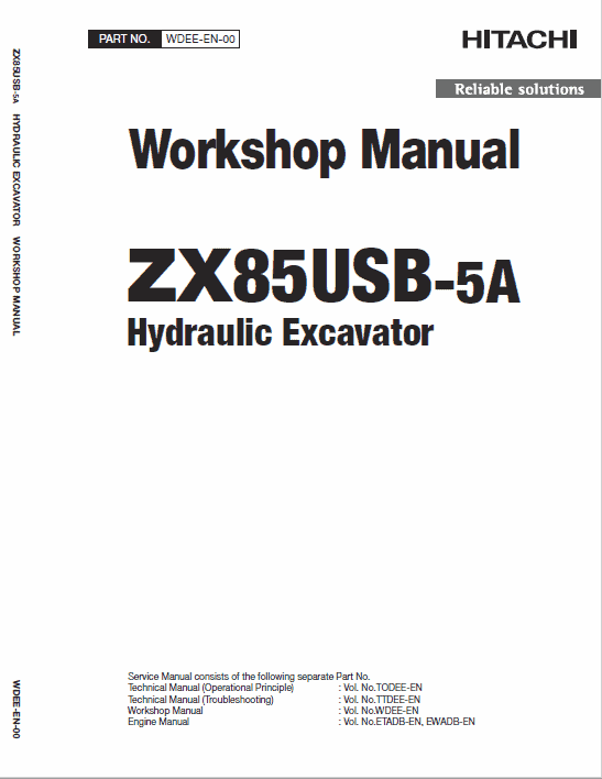 Hitachi Zx85usb-5a Excavator Service Manual