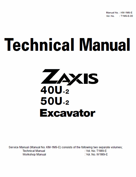 Hitachi Zx40u-2 And Zx50u-2 Excavator Service Manual