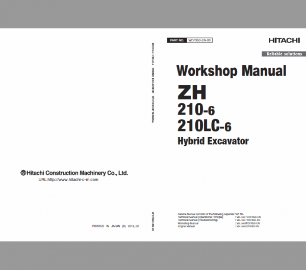 Hitachi Zh210-6 And Zh210lc-6 Excavator Service Manual