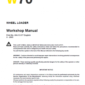 New Holland W80 Wheeled Loader Service Manual