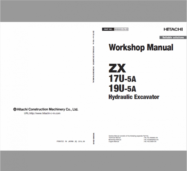 Hitachi Zx17u-5a And Zx19u-5a Excavator Service Manual