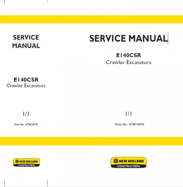 New Holland E140csr Excavator Service Manual