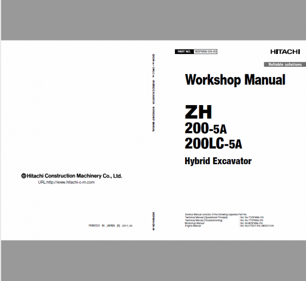 Hitachi Zh200-5a And Zh200lc-5a Excavator Service Manual