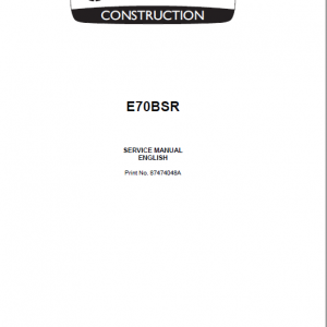 New Holland E70bsr Midi Excavator Service Manual