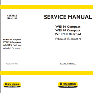 New Holland We150 And We170 Wheeled Excavators Manual