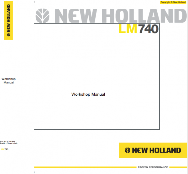 New Holland Lm1440, Lm740 Telehandlers Service Manual