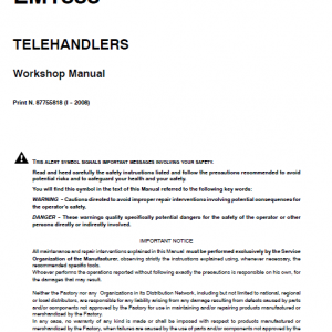 New Holland Lm1330 And Lm1333 Telehandlers Service Manual