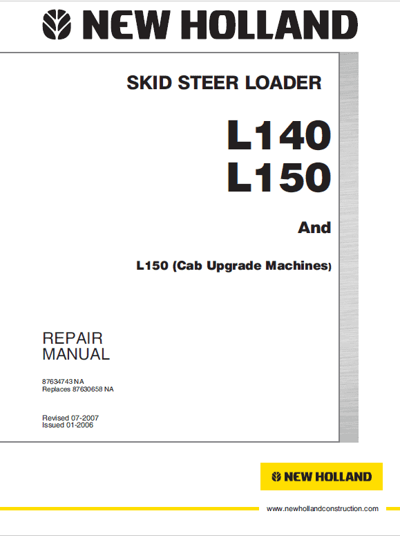 New Holland L140 And L150 Skidsteer Service Manual