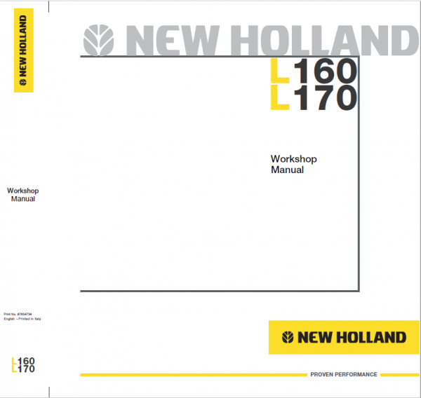 New Holland L160 And L170 Skidsteer Service Manual