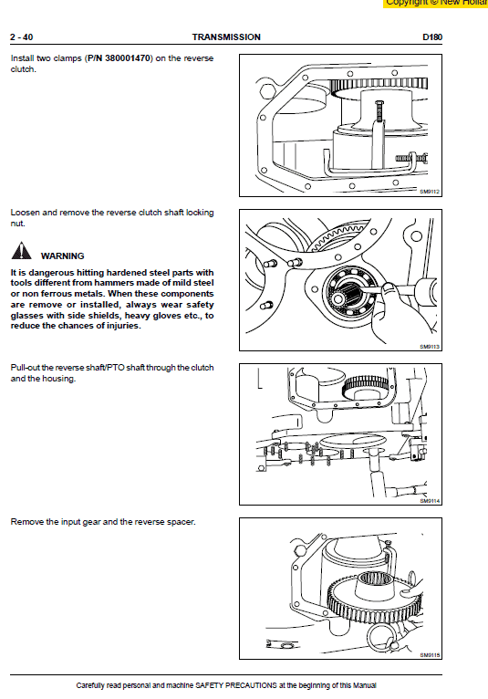 New Holland D180 Bulldozer Dozer Service Manual