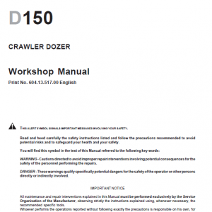 New Holland D150 Bulldozer Dozer Service Manual