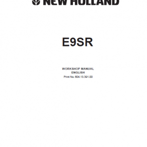 New Holland E9sr Mini Excavator Service Manual