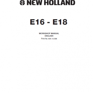 New Holland E16 And E18 Mini Excavator Service Manual