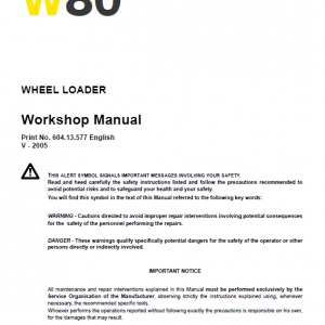 New Holland W80 Wheeled Loader Service Manual