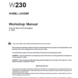 New Holland W230 Wheeled Loader Service Manual