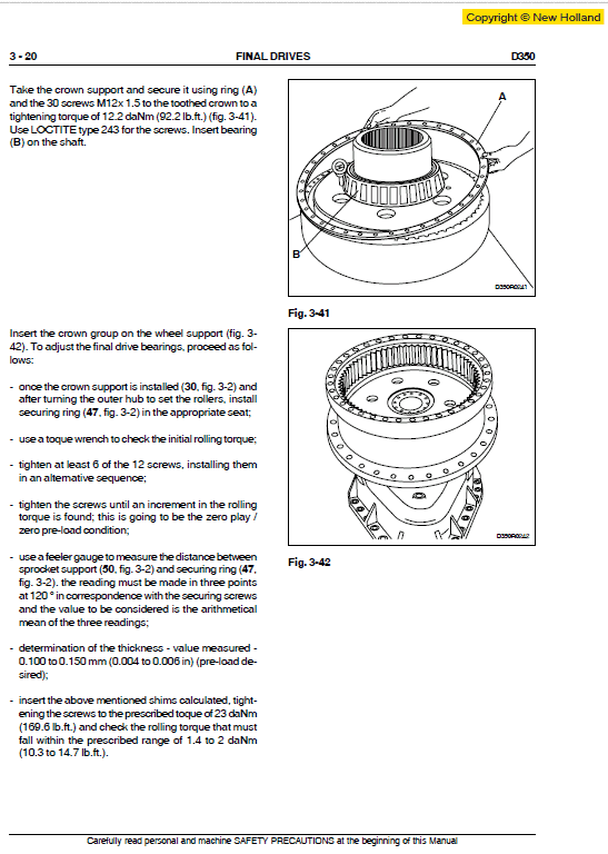 New Holland D350 Bulldozer Dozer Service Manual