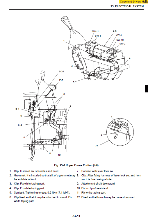 New Holland E20.2sr, E22.2sr And E27.2sr Mini Excavator Manual