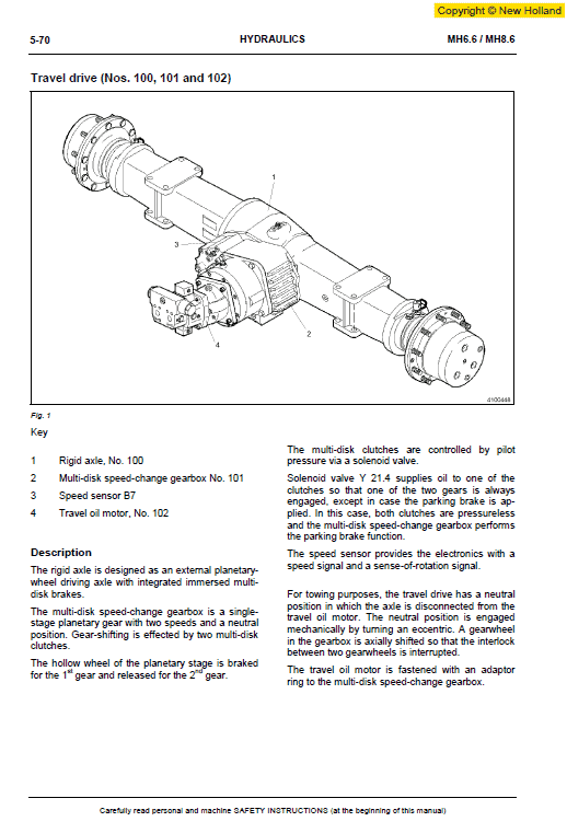 New Holland Mh6.6 And Mh8.6 Excavator Manual