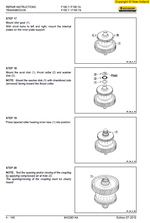 New Holland F106.7 And F156.7 Grader Manual