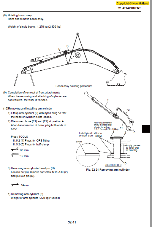 New Holland E225bsr Excavator Service Manual