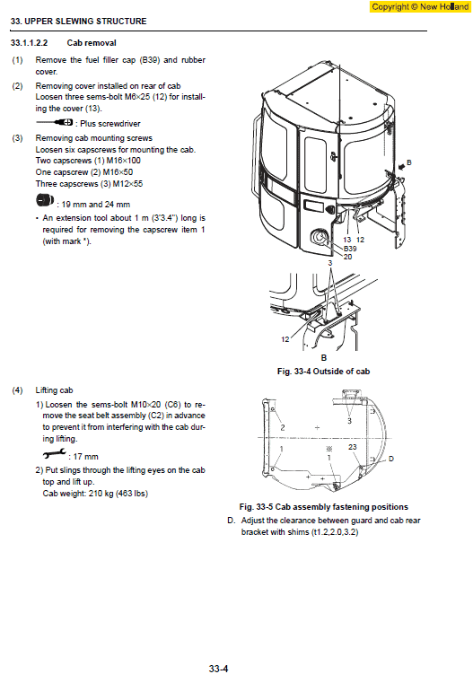 New Holland E20.2sr, E22.2sr And E27.2sr Mini Excavator Manual