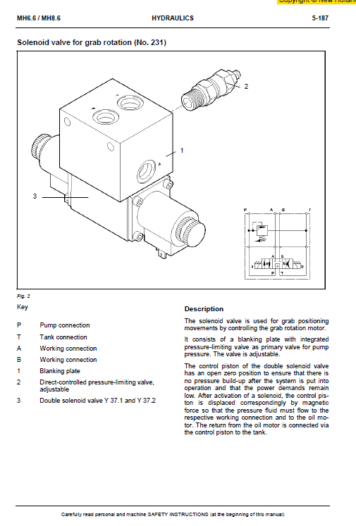 New Holland Mh6.6 And Mh8.6 Excavator Manual