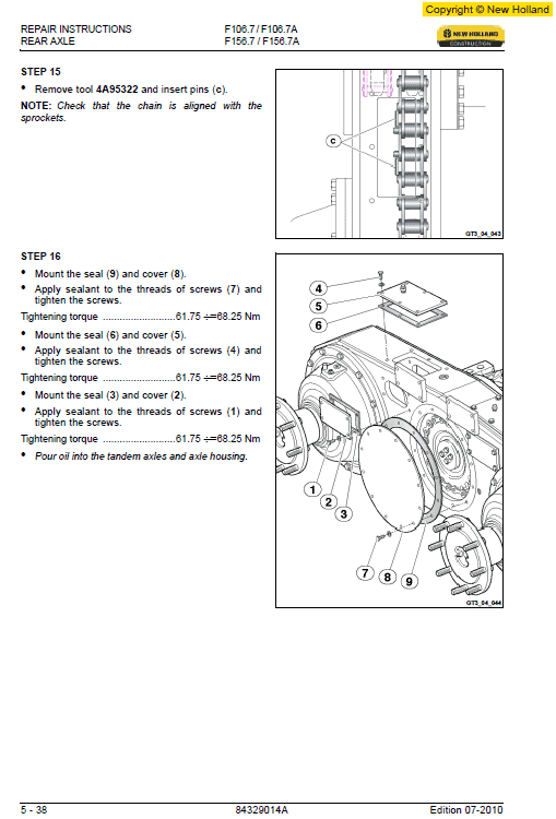 New Holland F106.7 And F156.7 Grader Manual