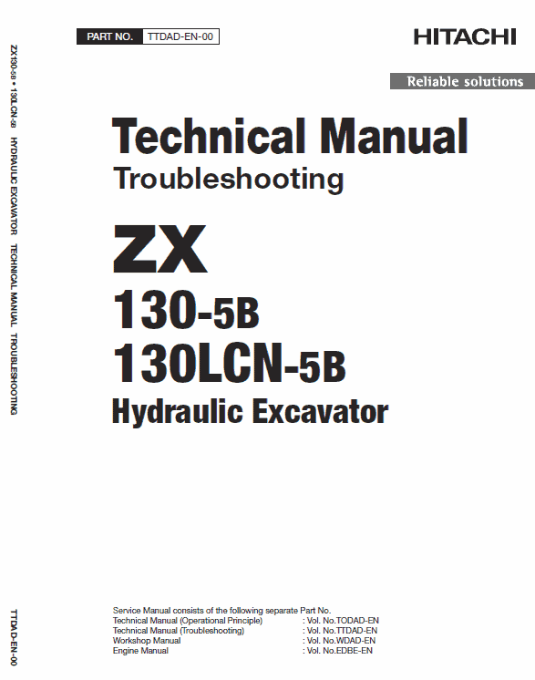 Hitachi Zx130-5b And Zx130lcn-5b Excavator Service Manual