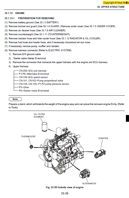 New Holland E135bsr Excavator Service Manual