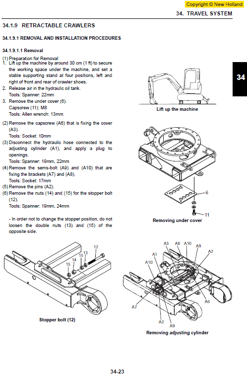 New Holland E10sr Mini Excavator Service Manual