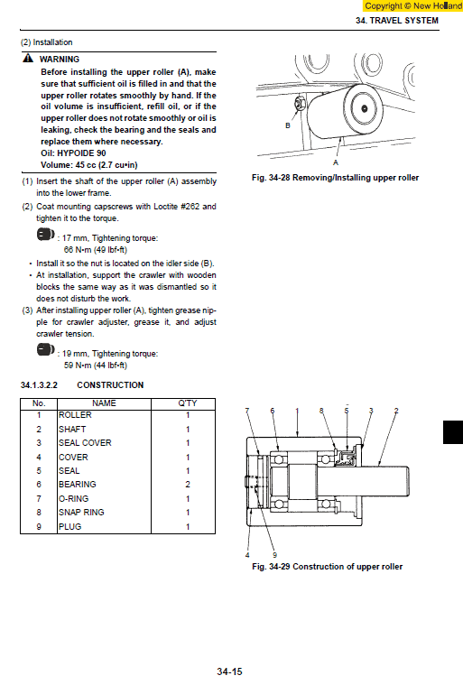 New Holland E20.2sr, E22.2sr And E27.2sr Mini Excavator Manual