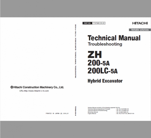 Hitachi Zh200-5a And Zh200lc-5a Excavator Service Manual