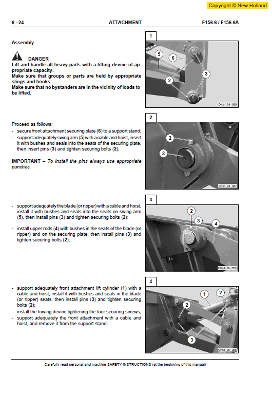 New Holland F156.6 And F156.6a Grader Service Manual